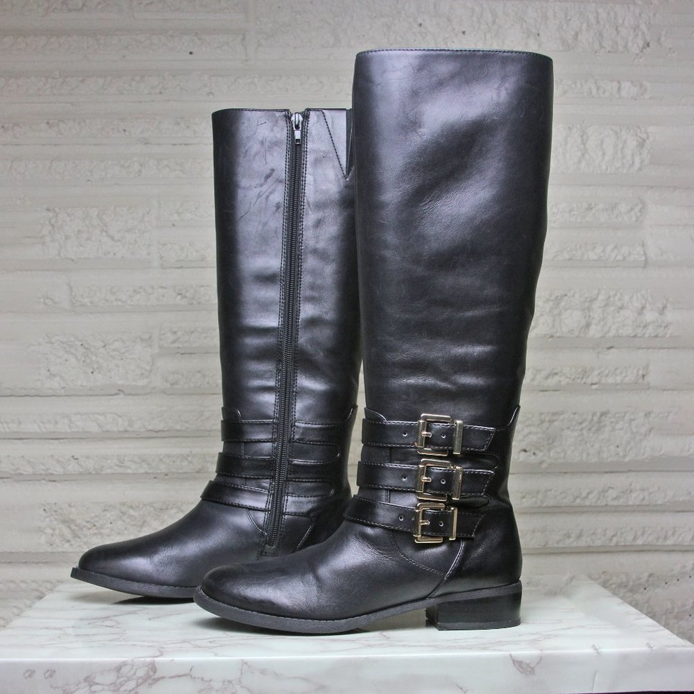 INC Tall Black Riding Leather Boots, size 6
